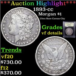 ***Auction Highlight*** 1893-cc Morgan Dollar $1 Graded vf details By USCG (fc)