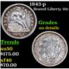 Image 1 : 1843-p Seated Liberty Dime 10c Grades AU Details