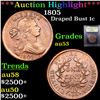 Image 1 : ***Auction Highlight*** 1805 Draped Bust Large Cent 1c Graded Select AU By USCG (fc)