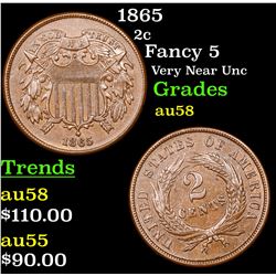 1865 Two Cent Piece 2c Grades Choice AU/BU Slider