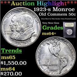 ***Auction Highlight*** 1923-s Monroe Old Commem Half Dollar 50c Graded Choice+ Unc By USCG (fc)