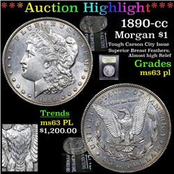 ***Auction Highlight*** 1890-cc Morgan Dollar $1 Graded Select Unc PL by USCG (fc)