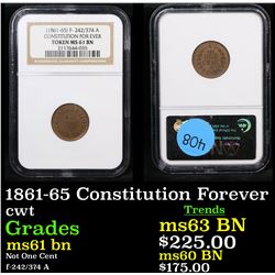 NGC 1861-65 Constitution Forever Civil War Token 1c Graded ms61 bn By NGC