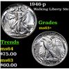 Image 1 : 1946-p Walking Liberty Half Dollar 50c Grades Select+ Unc