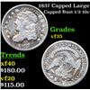 Image 1 : 1837 Capped Large Capped Bust Half Dime 1/2 10c Grades vf++
