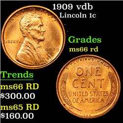 1909 vdb Lincoln Cent 1c Grades GEM+ Unc RD