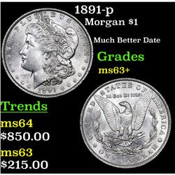 1891-p Morgan Dollar $1 Grades Select+ Unc