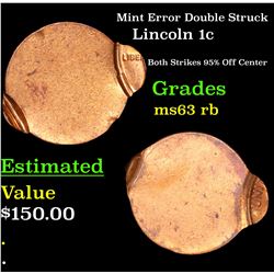 Mint Error Double Struck Lincoln Cent 1c Grades Select Unc RB