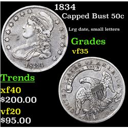 1834 Capped Bust Half Dollar 50c Grades vf++