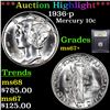 Image 1 : ***Auction Highlight*** 1936-p Mercury Dime 10c Graded Gem++ Unc By USCG (fc)