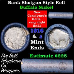 Buffalo Nickel Shotgun Roll in Old Bank Style Wrapper 1916 & s Mint Ends Grades