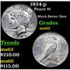 Image 1 : 1934-p Peace Dollar $1 Grades Select Unc