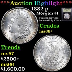 ***Auction Highlight*** 1882-p Morgan Dollar $1 Graded GEM++ Unc By USCG (fc)