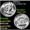 Image 1 : 1953-p Franklin Half Dollar 50c Grades Select Unc+ FBL