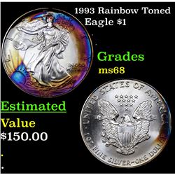 1993 Rainbow Toned Silver Eagle Dollar $1 Grades GEM+++ Unc