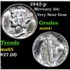 Image 1 : 1942-p Mercury Dime 10c Grades Choice+ Unc