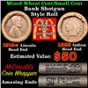 Image 1 : Mixed small cents 1c orig shotgun roll, 1918-s Wheat Cent, 1899 Indian Cent other end Grades