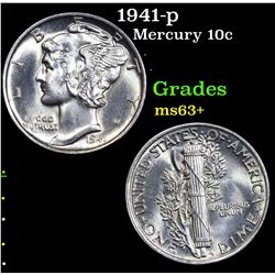 1941-p Mercury Dime 10c Grades Select+ Unc