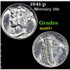 Image 1 : 1941-p Mercury Dime 10c Grades Select+ Unc