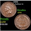 Image 1 : 1891 Indian Cent 1c Grades xf+