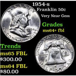 1954-s Franklin Half Dollar 50c Grades Choice Unc+ FBL
