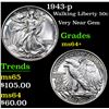 Image 1 : 1943-p Walking Liberty Half Dollar 50c Grades Choice+ Unc