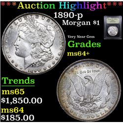 ***Auction Highlight*** 1890-p Morgan Dollar $1 Graded Choice+ Unc By USCG (fc)