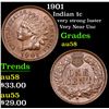 Image 1 : 1901 Indian Cent 1c Grades Choice AU/BU Slider