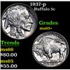 Image 1 : 1937-p Buffalo Nickel 5c Grades GEM+ Unc