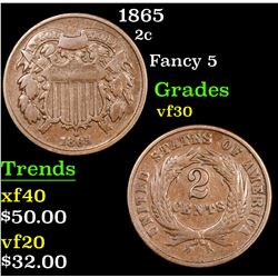 1865 Two Cent Piece 2c Grades vf++