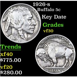 1926-s Buffalo Nickel 5c Grades vf++