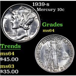 1939-s Mercury Dime 10c Grades Choice Unc