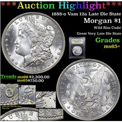 ***Auction Highlight*** 1888-o Vam 12a Late Die State Morgan Dollar $1 Graded GEM+ Unc By USCG (fc)