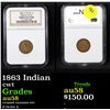 Image 1 : NGC 1863 Indian Civil War Token 1c Graded au58 By NGC
