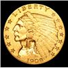 Image 2 : 1908-p Gold Indian Quarter Eagle $2 1/2 Grades Select AU