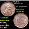 Image 1 : 1918-p Lincoln Cent 1c Grades Select+ Unc BN