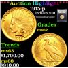 Image 1 : ***Auction Highlight*** 1915-p Gold Indian Eagle $10 Graded Select Unc By USCG (fc)