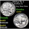 Image 1 : 1913-p Ty I Buffalo Nickel 5c Grades Choice+ Unc
