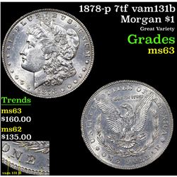 1878-p 7tf vam131b Morgan Dollar $1 Grades Select Unc