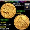 Image 1 : ***Auction Highlight*** 1915-p Gold Indian Half Eagle $5 Graded Select Unc By USCG (fc)