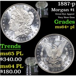 1887-p Morgan Dollar $1 Grades Choice Unc+ PL