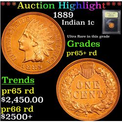 ***Auction Highlight*** 1889 Indian Cent 1c Graded Gem++ Proof Red By USCG (fc)