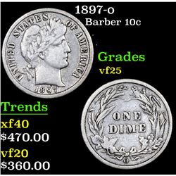 1897-o Barber Dime 10c Grades vf+