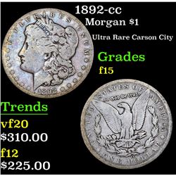 1892-cc Morgan Dollar $1 Grades f+