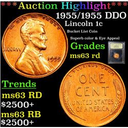 ***Auction Highlight*** 1955/1955 DDO Lincoln Cent 1c Graded Select Unc RD By USCG (fc)