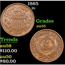 1865 Two Cent Piece 2c Grades Choice AU