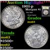 Image 1 : ***Auction Highlight*** 1901-p Morgan Dollar $1 Graded Select Unc By USCG (fc)