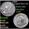Image 1 : 1833 Capped Bust Half Dollar 50c Grades Select AU