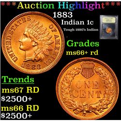 ***Auction Highlight*** 1883 Indian Cent 1c Graded GEM++ RD By USCG (fc)