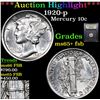 Image 1 : ***Auction Highlight*** 1920-p Mercury Dime 10c Graded GEM+ FSB By USCG (fc)